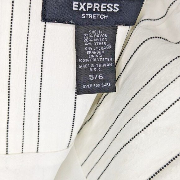 Express Stretch Strapless Dress Size 5/6 White w/ Black Pin Stripes - Picture 4 of 4